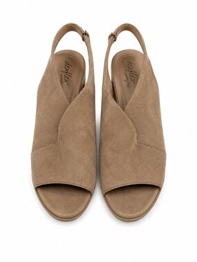 dexflex comfort Taupe Suede Open-Toe Slingback Wedge Sandals